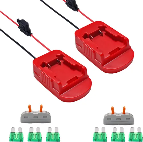 Paquete de 2 adaptadores de batería Power Wheels para adaptador de batería Milwaukee M18, 6 fusibles de 30 A, 2 terminales de cable y cable de 12