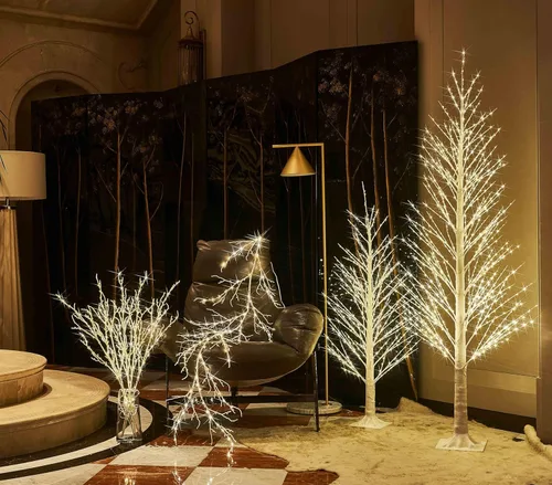 Miniatura 5 de Hairui Árbol de rama blanca alpina iluminada con luces de hadas de 6 pies y 810 LED para decoración de interiores, exteriores, hogar y Navidad