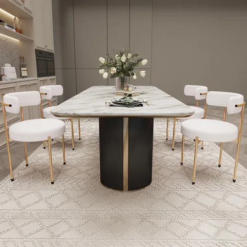 Miniatura 9 de Silla de escritorio sin ruedas, silla decorativa cómoda para sala de estar, comedor, dormitorio, oficina en casa, moderna de mediados de siglo