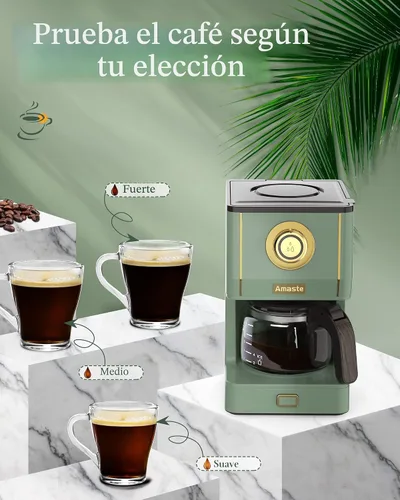 Miniatura 4 de Amaste Cafetera, Máquina de Café de Goteo Estilo Retro de 25 Oz con Jarra de Café de Vidrio con Filtro de Café Reutilizable y Tres Modos