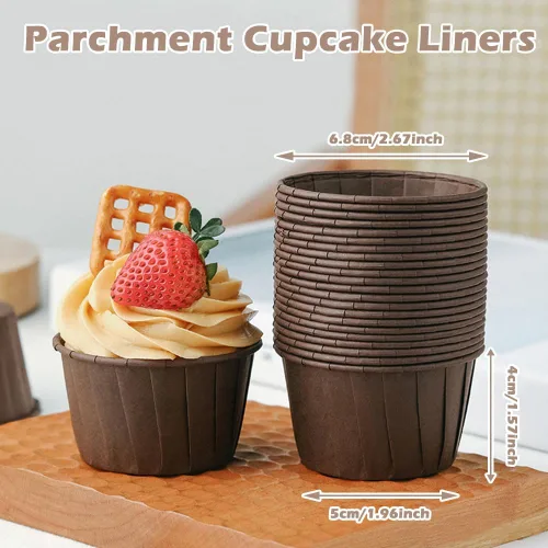 Miniatura 2 de 200 forros para magdalenas, tamaño estándar, tazas para hornear, envoltorios a prueba de grasa, soportes de papel para cupcakes para bodas, fiestas