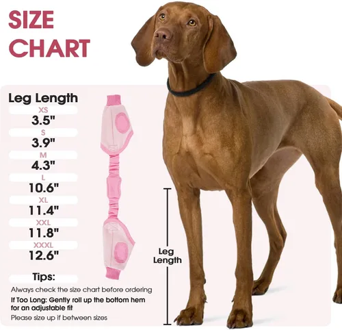 Miniatura 7 de DENTRUN Manga de pierna para cirugía de perro para patas delanteras, protector de rodilla para codo, manga para dejar de lamer, ajuste cómodo Rosa