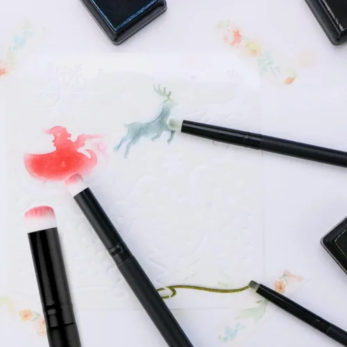 Miniatura 3 de UNIMEIX Mini pinceles de mezcla para hacer tarjetas, juego de pintura en miniatura seca para fondo, pinceles de pintura para mezclar pequeños