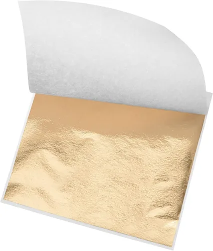 Miniatura 16 de MECCANIXITY Hoja de hoja dorada, papel de hoja negra, 3.3 x 3.1 pulgadas para decoración artística, esculturas, pintura, paquete de 100