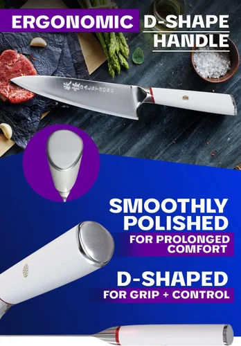 Miniatura 5 de Cuchillo de Chef Dalstrong - 8 pulgadas - Serie Phantom - Cuchillo de Cocina de Acero Japonés AUS8 de Alto Carbono - Mango G10 Blanco - Cuchillo