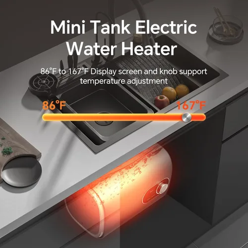Miniatura 4 de Gen II Ranein - Calentador de agua eléctrico de 2.5 galones, 120 V, agua caliente instantánea para punto de uso, fácil instalación, diseño compacto