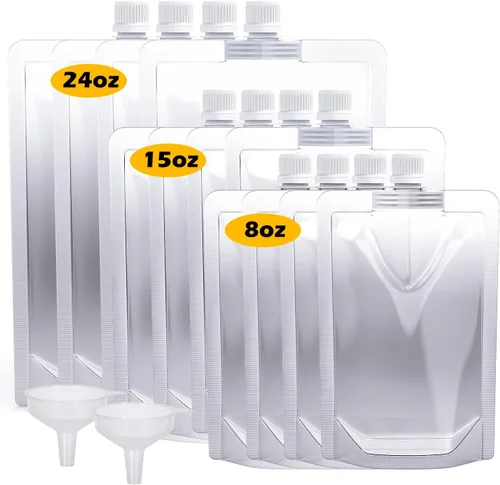 Miniatura 10 de Bolsas de plástico Keon - Bolsas de jugo flexibles, reutilizables, a prueba de fugas, sin BPA para viajes, deportes al aire libre, conciertos
