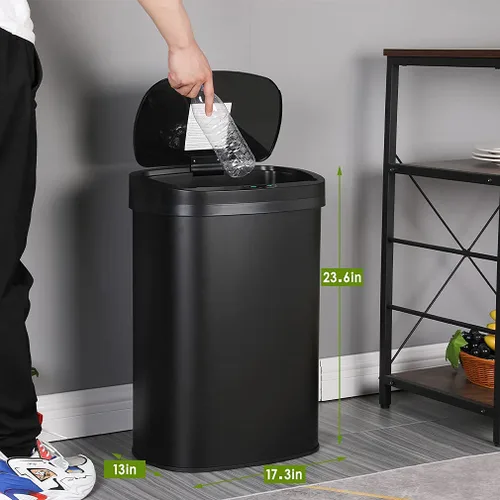 Miniatura 6 de Basurero de cocina de 13.2 galones con sistema de control de olores, cubo de basura automático con sensor de movimiento táctil con tapa, cubo
