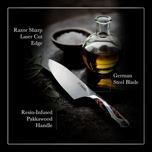 Miniatura 2 de Hammer Stahl Cuchillo de chef de 8 pulgadas, acero forjado alemán de alto carbono, cuchillo de cocina profesional, mango ergonómico de madera