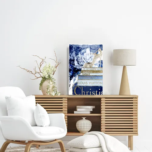 Miniatura 3 de Wynwood Studio Lienzo decorativo para pared con texto en inglés «What's On My Mind Navy Custom», decoración del hogar, 24 x 36 pulgadas, azul, dorado