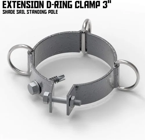 Miniatura 2 de TANG Abrazadera de anillo en D de 3 pulgadas para toldo de vela, poste de soporte de toldo resistente, postes de soporte de toldo de acero gris
