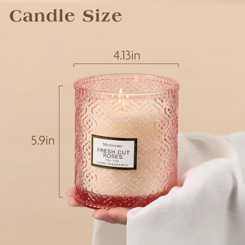 Miniatura 5 de Velas perfumadas con aroma a rosas, velas rosas de regalo para mujeres, vela decorativa de lujo de gran tamaño para el Día de San Valentín en 2-Rosa