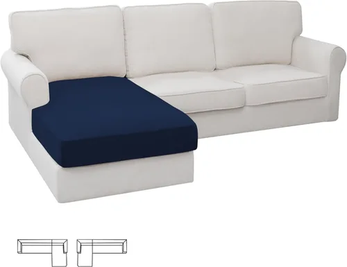 Miniatura 116 de Easy-Going - 4 Fundas de cojín elásticas para sofá seccional, izquierda/derecha, en forma de L, funda de asiento antideslizante, suave, flexible