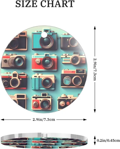 Miniatura 4 de Retro Cool Camera Collection Print Christmas Ornament 2025, Acrylic Santa Pendant Ornaments for Christmas Tree Decorative Baubles Round