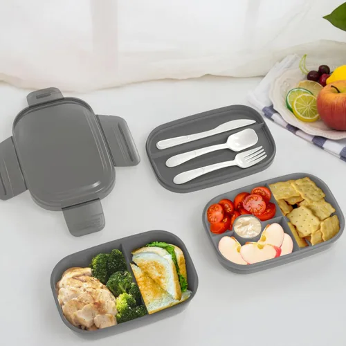 Miniatura 8 de JBGOYON® Juego de lonchera Bento, 3 recipientes apilables para adultos y niños, incluye bolsa de almuerzo, a prueba de fugas y sin BPA, juego