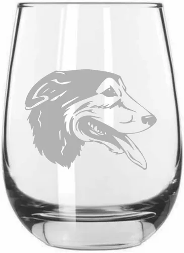 Miniatura 279 de Sakhalin Husky Dog - Copa de vino grabada personalizada de 15.25 onzas sin tallo