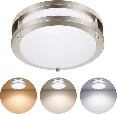 Miniatura 16 de Luminaria de techo LED atenuable de 36 W, luminaria empotrable de 12 pulgadas, luces de techo para dormitorio, cocina, superbrillante de 4000 Níquel