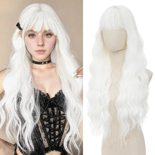 Miniatura 18 de Peluca larga rubia 613 para cosplay, peluca sintética de 28 pulgadas, parte media, regalos realistas, pelucas de fiesta para mujeres, uso diario