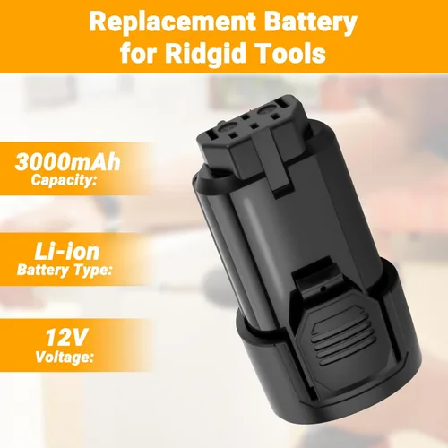Miniatura 3 de Joiry Batería Ridgid de repuesto de iones de litio de 12 V 3000 mAh con mayor seguridad y mayor tiempo de funcionamiento, compatible
