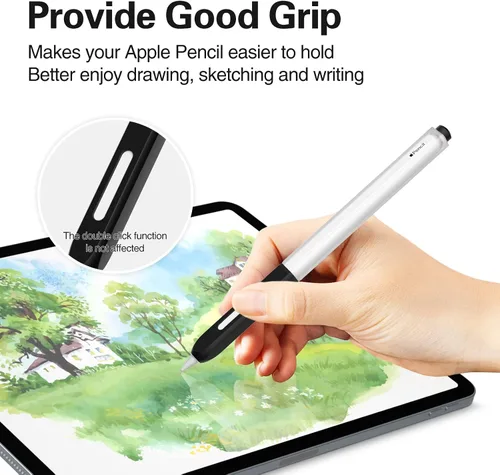 Miniatura 3 de Funda compatible con Apple Pencil Pro / Apple Pencil de 2ª generación, silicona translúcida duotone, [con 10 puntas de silicona] (negro)