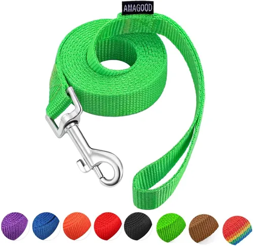 Miniatura 11 de AMAGOOD 6 pies de correas para cachorros/perros, correa de estilo tradicional resistente con gancho de cuello fácil de usar, correa para perros Negro