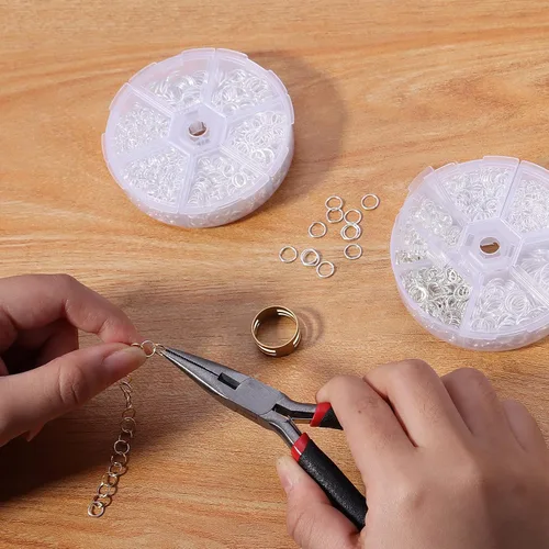 Miniatura 4 de 1600 piezas de anillos abiertos de plata para hacer joyas, juego de anillos de plata bañada en plata para joyería