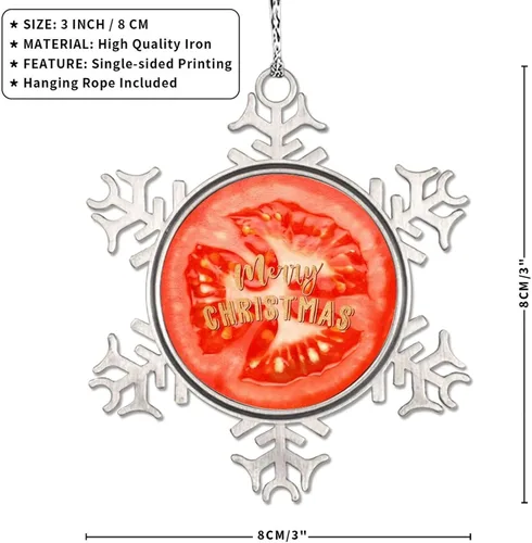 Miniatura 7 de Adorno de copo de nieve verde para árboles de Navidad, frutas, comida realista, adornos de Navidad personalizados 2022, divertido recuerdo de metal