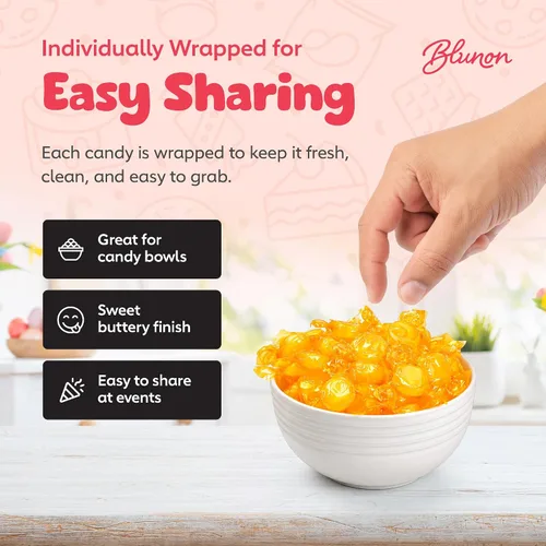Miniatura 4 de Caramelo duro Butterscotch – 6 libras a granel – Caramelos amarillos escoceses envueltos individualmente – 450 piezas