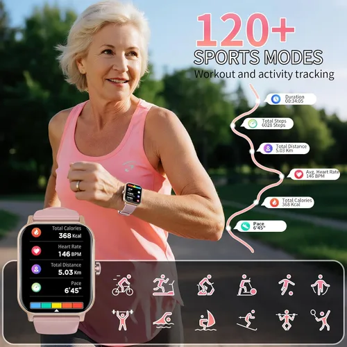 Miniatura 5 de Reloj inteligente para hombres y mujeres con llamadas, rastreador de actividad física de 1.83 pulgadas con monitor de frecuencia cardíaca/sueño