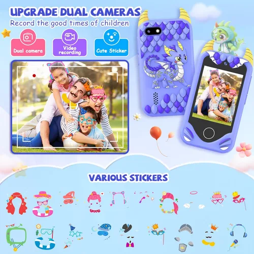 Miniatura 4 de Teléfono inteligente para niños - Regalo de cumpleaños de Navidad para niños de 3, 4, 5, 6 años, juguete para teléfono celular con pantalla táctil