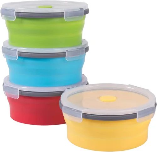 Miniatura 24 de Recipientes plegables extra grandes para almacenamiento de alimentos con tapa y ventilación de aire, 58 oz, paquete de 4, recipiente plegable XL