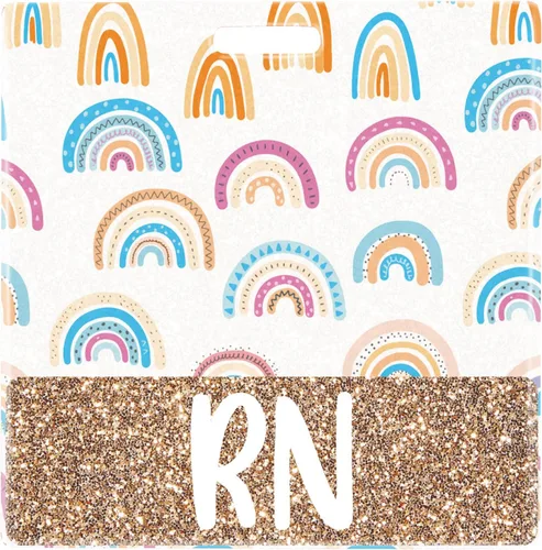 Plifal RN Porta Insignia con Soporte de Tarjeta para Enfermera, Accesorios de Enfermería, Insignia de Enfermera Registrada Horizontal, Rn Rainbow