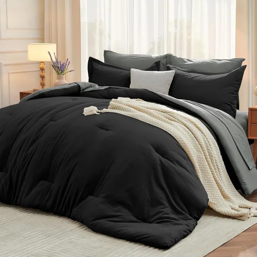 Miniatura 8 de MUXHOMO Juego de edredón de 5 piezas Twin XL, cama suave en una bolsa tamaño Twin XL, juego de ropa de cama para todas las estaciones con edredón