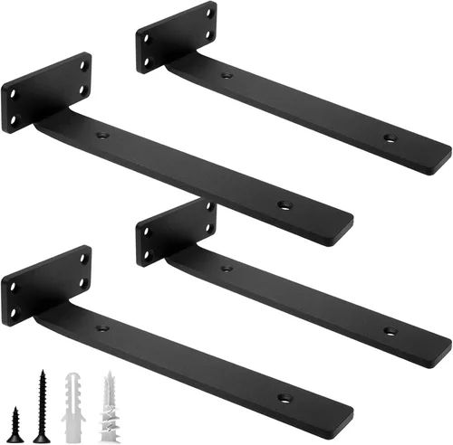 HITOMEN Soportes de Estante Flotante de Servicio Pesado, herrajes para estantes ocultos de 10 pulgadas (1/5 pulgadas de grosor), soportes de hierro