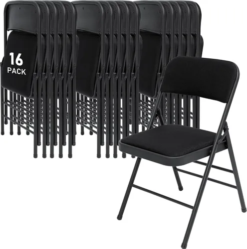 Miniatura 27 de SEALAMB Paquete de 4 sillas plegables con asiento cómodo, marco de metal resistente, sillas apilables portátiles para bodas, fiestas, oficina