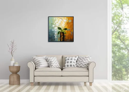 Miniatura 2 de Wieco Art Arte enmarcado La belleza de la vida 100% pintado a mano, ilustraciones modernas, abstractas florales al óleo sobre lienzo, arte de pared