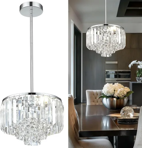 Miniatura 15 de Lámpara colgante de cristal cromado pulido, lámpara colgante moderna, mini lámpara para cocina, comedor, dormitorio, CKPL5510-1P-PC Cromo pulido
