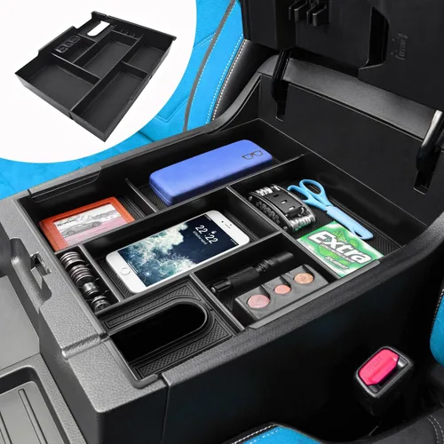 Miniatura 5 de RUNROAD Organizador de Consola Central Bandeja de Cobertura Completa Compatible con Toyota Tundra 2014-2020 2021 Accesorios, Soporte de Monedas ABS