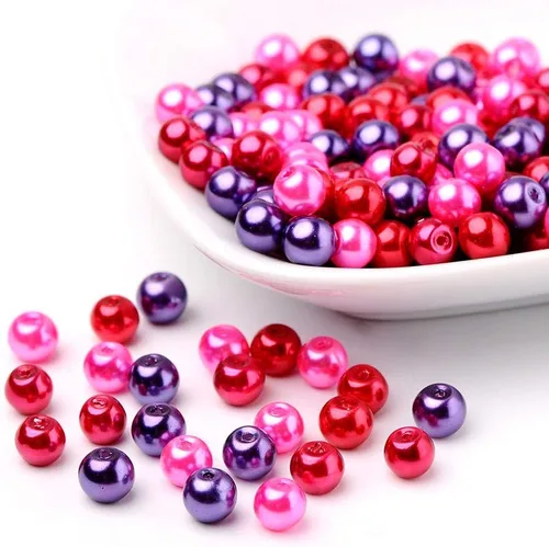 Miniatura 26 de Pandahall - 400 cuentas de perlas de vidrio perlado brillante de 0.157 pulgadas (0.157 in), cuentas espaciadoras sueltas de vidrio de color mixto