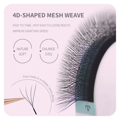 Miniatura 2 de Extensiones de pestañas postizas 4D en forma de abanico 0.003 in, rizo D, 0.31-0.59 pulgadas, volumen mixto, suministros de maquillaje, extensiones