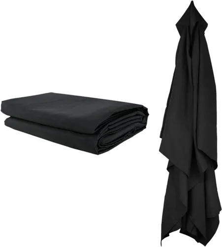 Miniatura 3 de Toldo rectangular de repuesto para sombrilla con 6 varillas, resistente a la decoloración, tela de poliéster resistente, cubierta de toldo para Negro