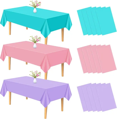 Miniatura 19 de PLULON 6 Pzas Manteles de Colores Arcoíris de Plástico Desechables Cubierta de Mesa para Mesas Rectangulares 54 x 108 Pulgadas Mantel Impermeable