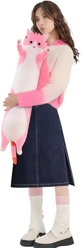 Miniatura 10 de shangman Bonita muñeca de gato de peluche, bonita almohada de peluche suave de caricaturas, almohada larga para dormir, regalo del día de San Negro