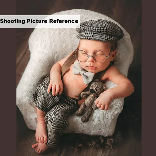 Miniatura 5 de Zeroest Newborn Photography Outfits Boy, Suspenders & Hat for Baby Boys Baby Photography Props for Newborn Photo Shoots Café