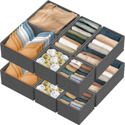 Miniatura 16 de Simple Houseware Organizador de Cajón de Ropa Interior para Lencería/Ropa Interior/Sostén/Bragas/Calcetines/Mameluco, Juego de 6, Gris Oscuro