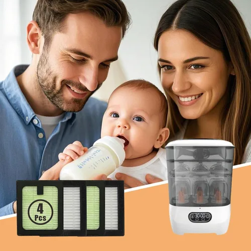 Miniatura 6 de Paquete de 4 filtros HEPA de repuesto para la lavadora de biberones Pro Brezza de bebé de alta eficiencia, filtro HEPA verdadero H13, polvo