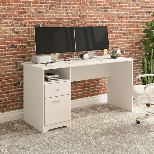 Miniatura 2 de Bush Furniture Cabot - Escritorio de oficina de 60 W para oficina en casa con almacenamiento y herrajes cromados, elegante mesa de computadora