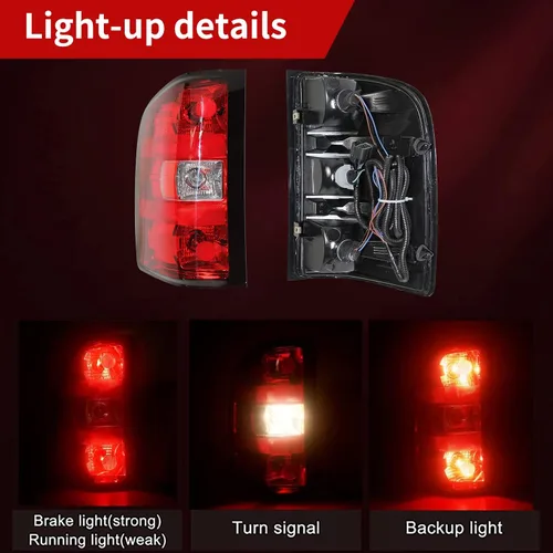 Miniatura 7 de Conjunto de luz trasera del lado del conductor para camioneta pickup Chevy Silverado estilo de fábrica 2007-2013 OE con bombillas y arnés