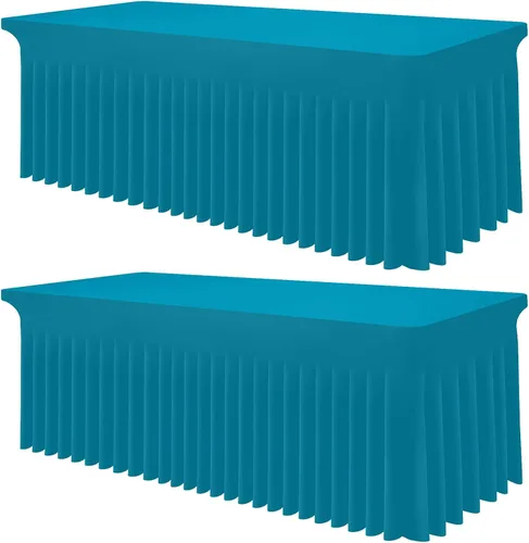 Miniatura 35 de Smiry Mantel de Spandex, Mantel Elástico Ajustable Extensible para Mesas Rectangulares de 6 Pies, Falda Cubierta de Mesa Impermeable y Lavable