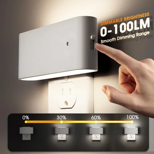 Miniatura 3 de Briignite Luces nocturnas enchufables a la pared, paquete de 2, luz nocturna LED con sensor de luz del atardecer al amanecer, luz nocturna regulable